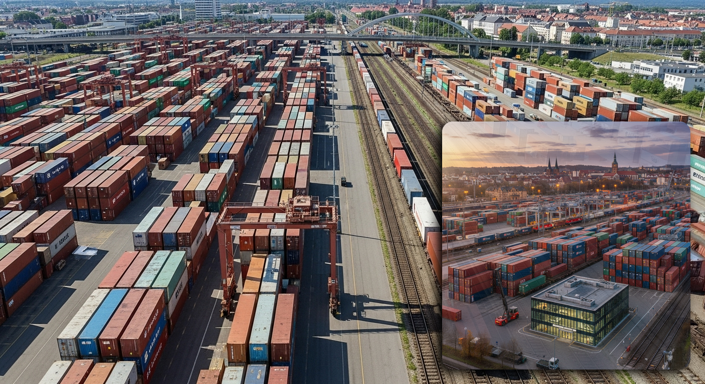 Terminal logística con contenedores